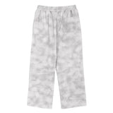 Gray and white tie-dye washed fleece sweatpants in dirty washed fleece fabric