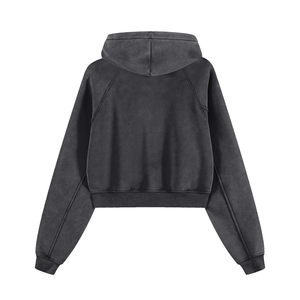 Gray snow washed cropped hoodie displayed in Snow Washed Cropped Hoodie product image