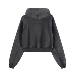 Gray snow washed cropped hoodie displayed in Snow Washed Cropped Hoodie product image
