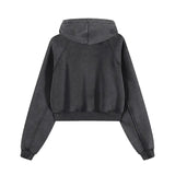 Gray snow washed cropped hoodie displayed in Snow Washed Cropped Hoodie product image