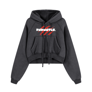 Gray snow washed cropped hoodie displayed in the Snow Washed Cropped Hoodie product image