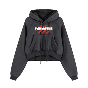 Gray snow washed cropped hoodie displayed in the Snow Washed Cropped Hoodie product image