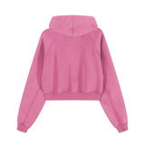 Pink snow washed cropped hoodie displayed in Snow Washed Cropped Hoodie product image