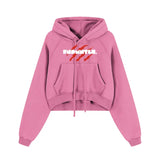 Pink snow washed cropped hoodie displayed in Snow Washed Cropped Hoodie product image