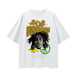 FNDMNTLS. Bob Marley Oversize Deep Drop Shoulder Graphic Tshirt - Lucent White / S