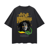 FNDMNTLS. Bob Marley Oversize Deep Drop Shoulder Graphic Tshirt - Black Beauty / S