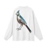Oat Gray Long Sleeve Graphic Tee with metallic chrome cardinals long design