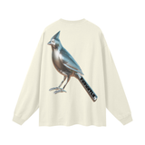Oat Gray Long Sleeve Graphic Tee featuring a chrome cardinals long bird graphic