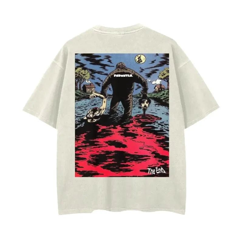 Crystal Lake Vintage Wash Drop Shoulder Graphic T-Shirt - 250 GSM