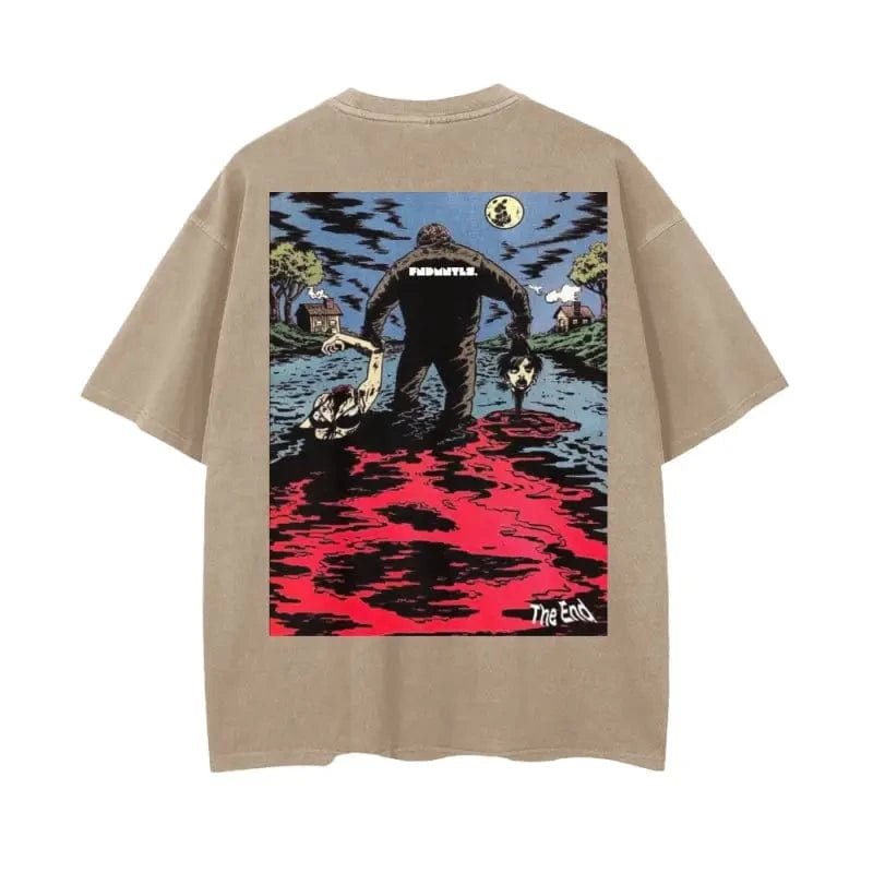 Crystal Lake Vintage Wash Drop Shoulder Graphic T-Shirt - 250 GSM