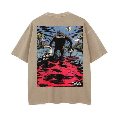 Crystal Lake Vintage Wash Drop Shoulder Graphic T-Shirt - 250 GSM