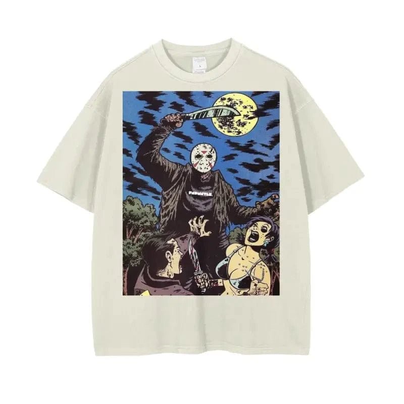 Crystal Lake Vintage Wash Drop Shoulder Graphic T-Shirt - 250 GSM