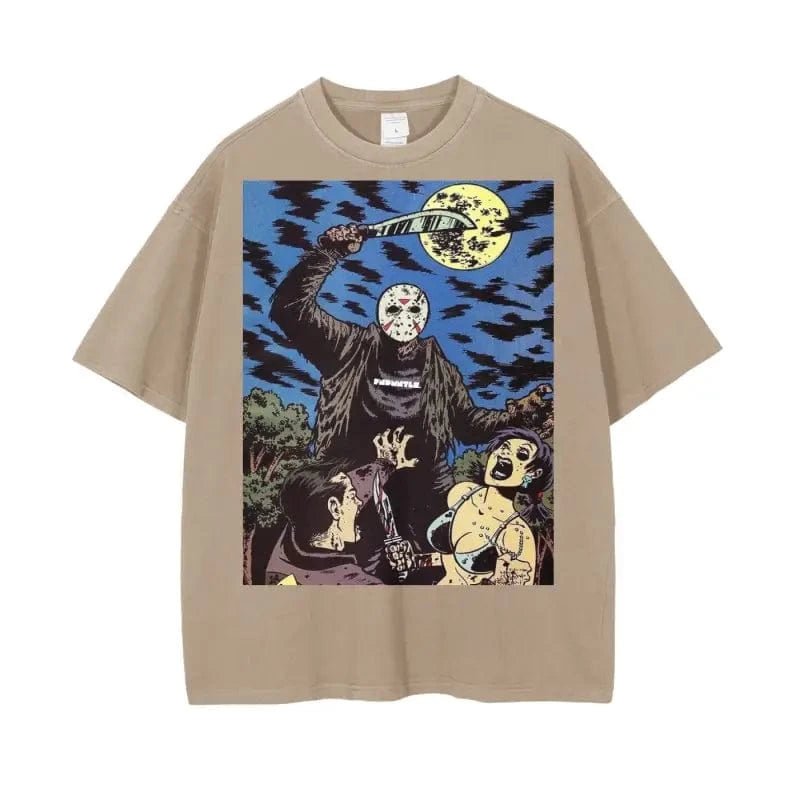 Crystal Lake Vintage Wash Drop Shoulder Graphic T-Shirt - 250 GSM