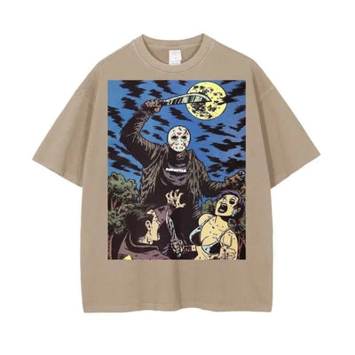 Crystal Lake Vintage Wash Drop Shoulder Graphic T-Shirt - 250 GSM