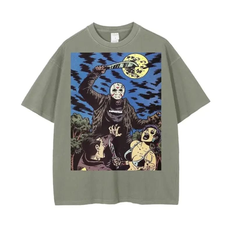 Crystal Lake Vintage Wash Drop Shoulder Graphic T-Shirt - 250 GSM