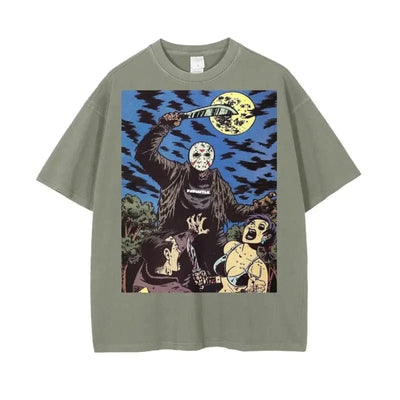 Crystal Lake Vintage Wash Drop Shoulder Graphic T-Shirt - 250 GSM