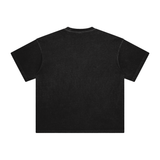 Black short-sleeved Cyborg Fndmntls Enzyme Washed Graphic Tee in 25 inch size