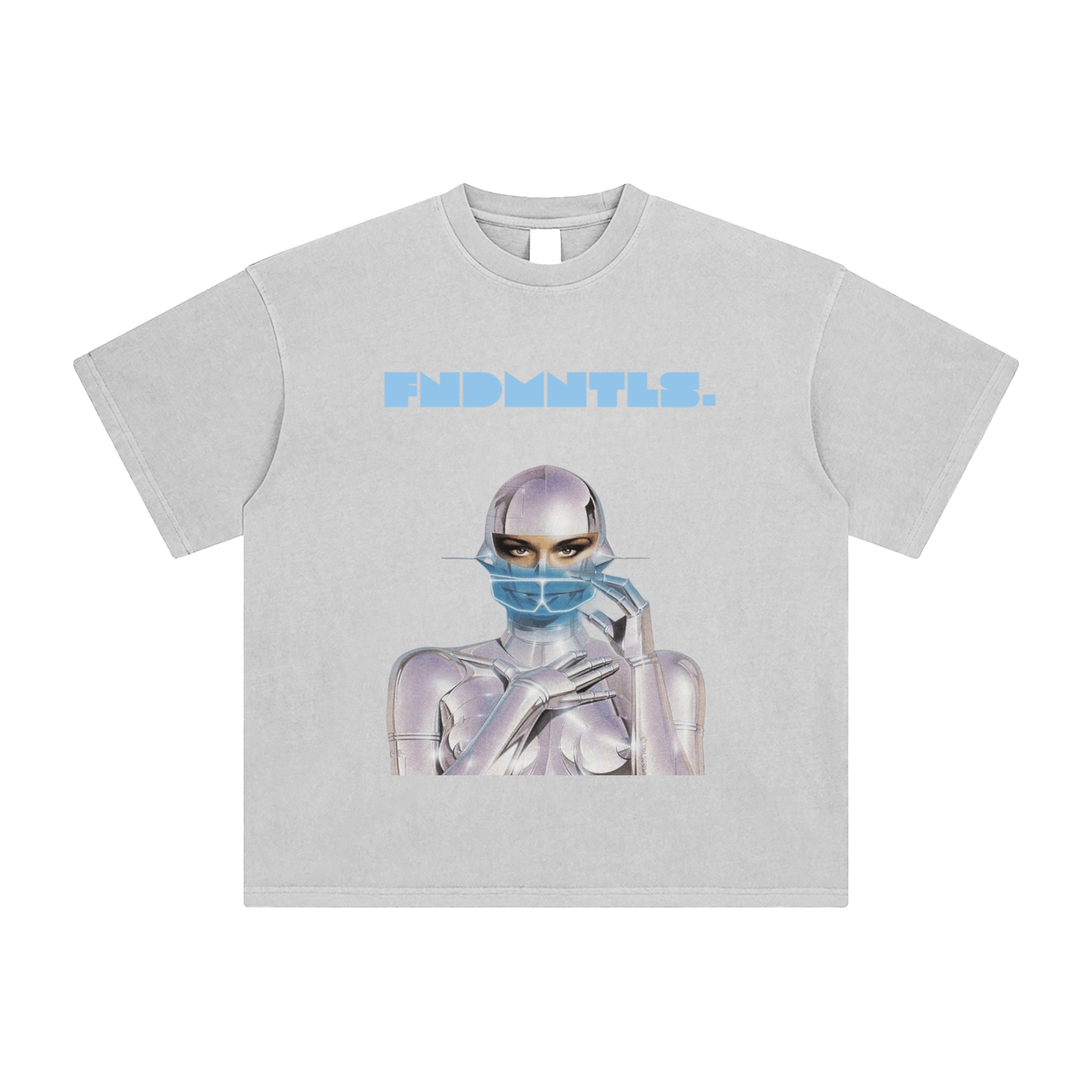 FNDMNTLS. Cyborg Enzyme Washed Black Graphic Tshirt - Heretic - s Streetwear - Cotton T-Shirt - Cyborg FNDMNTLS -  product_type