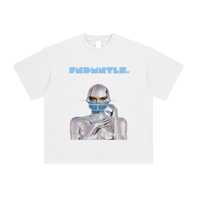 FNDMNTLS. Cyborg Enzyme Washed Black Graphic Tshirt - Heretic - s Streetwear - Cotton T-Shirt - Cyborg FNDMNTLS -  product_type