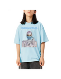 Light blue Cyborg Fndmntls Kids graphic tee with futuristic design for children