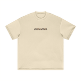 Beige short-sleeved T-shirt from Fndmntls Duck Camo Heavyweight collection in inches and cm