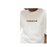 Unisex FNDMNTLS Duck Camo heavyweight white cotton tee with camo logo print and crew neck
