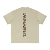 Beige Fndmntls Duck Camo Heavyweight Tee with camouflage stripe, perfect for casual wear