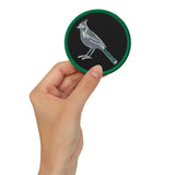 Embroided round bird patch from Earth Embroidered collection, perfect earth embroidered accessory