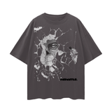 Gray graphic t-shirt from Behold Oversize Skull Graphic Tee with slight stretch