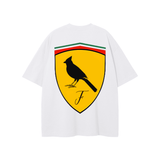 White Ferrari Boys Graphic Bird Emblem Tee for boys, perfect for casual wear