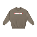 Taupe crewneck sweatshirt displayed in Fndmntls Fleeced Black & Red Cotton Blend Sweatshirt