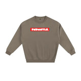 Taupe crewneck sweatshirt displayed in Fndmntls Fleeced Black & Red Cotton Blend Sweatshirt