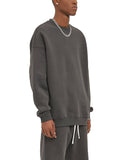 Gray oversized Fndmntls Fleeced Sweatshirt in cotton blend fabric, ideal for casual wear