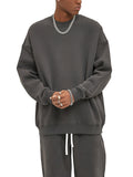 Gray oversized Fndmntls Fleeced Sweatshirt and pants set made from cotton blend fabric