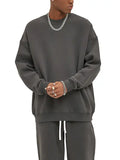 Gray oversized Fndmntls Fleeced Sweatshirt and pants set made from cotton blend fabric