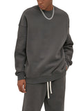 Gray oversized Fndmntls Fleeced Cotton Blend Sweatshirt and sweatpants set for comfort