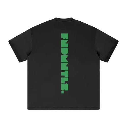 FNDMNTLS. Green Logo Heavyweight Earth Tone Graphic T-Shirt - Heretic - s Streetwear - 100% Cotton Shirt - 305GSM T-Shirt -  product_type
