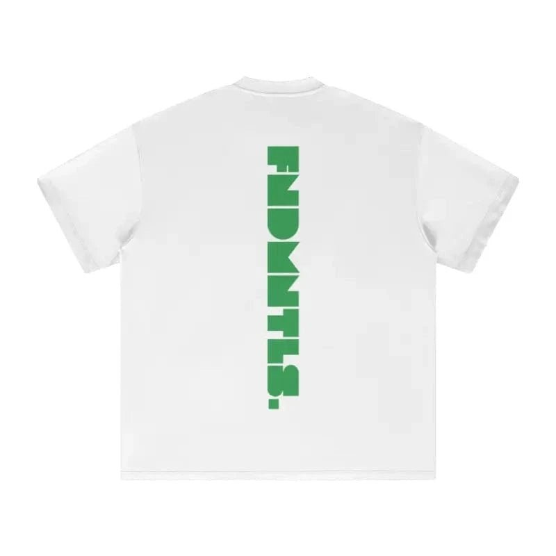 FNDMNTLS. Green Logo Heavyweight Earth Tone Graphic T-Shirt - Heretic - s Streetwear - 100% Cotton Shirt - 305GSM T-Shirt -  product_type
