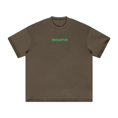 FNDMNTLS. Green Logo Heavyweight Earth Tone Graphic T-Shirt - Heretic - s Streetwear - 100% Cotton Shirt - 305GSM T-Shirt -  product_type