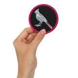 Embroidered Bird Twill Patch featuring a round design with a bird motif for textile crafts