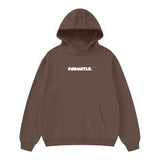 High Neck Insulated FOG Solid Color Fleece Hoodie - 385 GSM - Brown / S