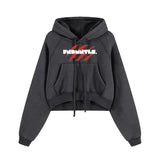 FNDMNTLS. Blood Scarred Snow Washed Cropped Hoodie Black / S
