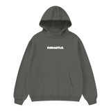 FNDMNTLS. White Logo High Neck Insulated FOG Solid Color Fleece Hoodie - 385 GSM Dark Gray / S