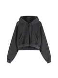 FNDMNTLS. Blood Scarred Snow Washed Cropped Hoodie