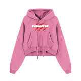 FNDMNTLS. Blood Scarred Snow Washed Cropped Hoodie Pink / S