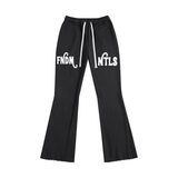 Black flared sweatpants from Rogers Fndmntls Flared collection with drawstring waist