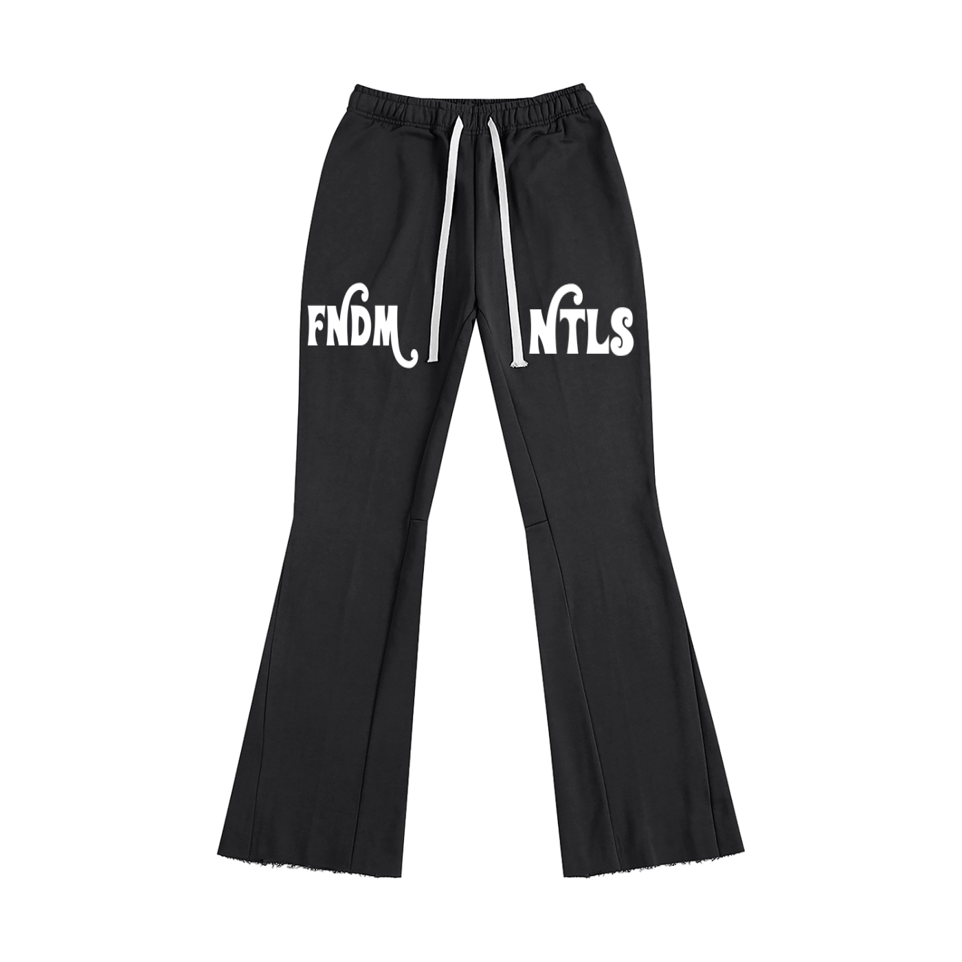 FNDMNTLS. Mr. Rodgers Flared Black Drawstring Pants - Heretic - s Streetwear - Comfortable Fit - Flared Sweatpants -  product_type