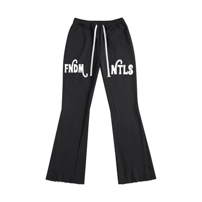 FNDMNTLS. Mr. Rodgers Flared Black Drawstring Pants - Heretic - s Streetwear - Comfortable Fit - Flared Sweatpants -  product_type