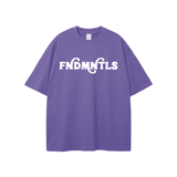 Purple Rodgers Fndmntls Graphic Tee with white text, available in various inch and cm sizes