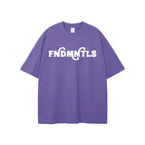 Purple Rodgers Fndmntls Graphic Tee with white text, available in various inch and cm sizes